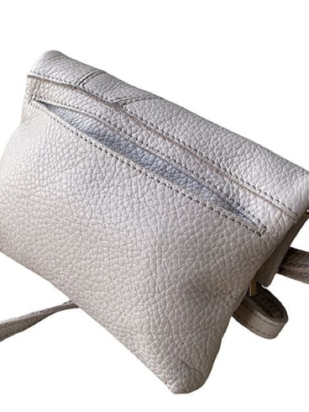 Hammitt Pebbled Leather Foldover Crossbody in Light Gray - Picture 3 of 10
